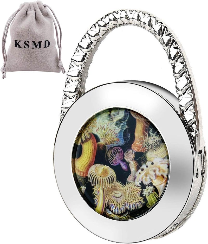 KSMD Purse Hooks for Table and Bars,Portable Purse Hanger Organizers Hooks Handbag Holder Pocketbook Holder Bag Storage for Desk Bag Hook,Foldable Folding Table Hook Hanger (Benthos) - Image 1